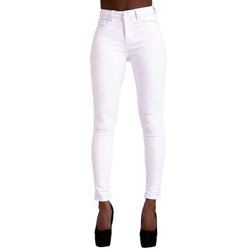 Lusty Chic Skinny Jeans Damen High Waist Stretch Hose Slim Fit mithohem Bund und Po-PushupEffekt (M, Weiß) von Lusty Chic