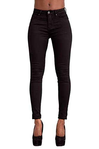 Lusty Chic Skinny Jeans Damen High Waist Stretch Hose Slim Fit mithohem Bund und Po-PushupEffekt (S, Schwarz) von Lusty Chic