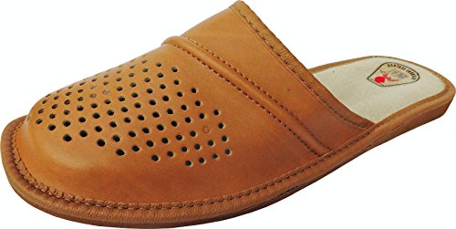 Hausschuhe - Latschen, Gr.47, 48, Echt Leder, Natur - Beige (Made in Poland 17-6-3-18) (48 EU) von Lusy011