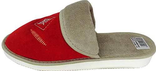 Hausschuhe - Latschen Gr.36, 37, 38, 39, 40, 41 bequem & leicht & warm Baumwolle, Rot, (Made in Poland) (41) von Lusy011