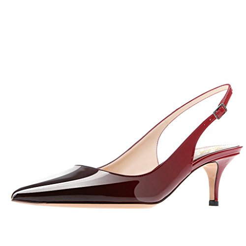 Damen Lackleder Spitzen Zehen Basic Bequeme Kitten Heel Slingback Pumps Schuhe Rot-Schwarz Größe 37 Damen Lackleder Spitzen Zehen Basic Bequeme Kitten Heel Slingback Pumps Schuhe Rot-Schwarz Größe 37 von Lutalica W
