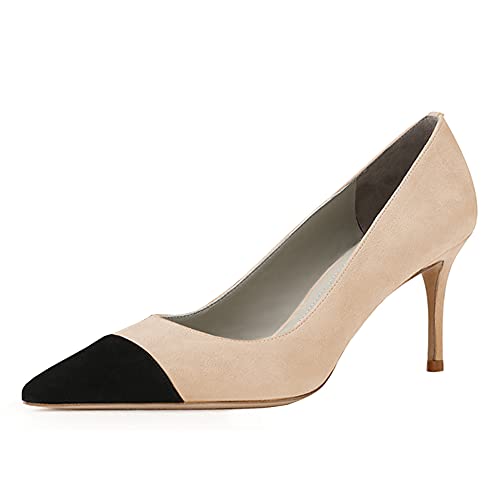 Damen Spitze Zehen Wildleder Komfort Slip auf zweifarbigen formellen Kitten Heel Elegant Pumps Schwarz Größe 39 Damen Spitze Zehen Wildleder Komfort Slip auf zweifarbigen formellen Kitten Heel Elegant Pumps Schwarz Größe 39 von Lutalica W