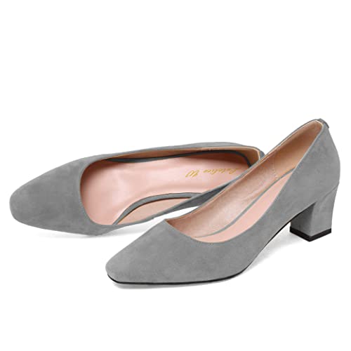 Lutalica W Damen Classic Geschlossener runder Zeh Wildleder 6CM Komfortables Basic Schlüpfen Pumps mit niedrigem Blockabsatz Grau Größe 39 Lutalica W Damen Classic Geschlossener runder Zeh Wildleder 6CM Komfortables Basic Schlüpfen Pumps mit niedrigem Blockabsatz Grau Größe 39 von Lutalica W