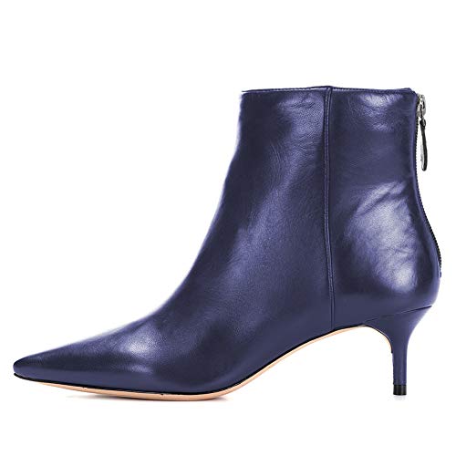 Lutalica W Damen Stilvolle Spitze Zehen Elegante Kitten Heel Stiefeletten Reißverschluss Herbst Winter Stiletto Stiefel Blau Größe 42 von Lutalica W