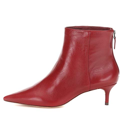 Lutalica W Damen Stilvolle Spitze Zehen Elegante kitten Heel Stiefeletten Reißverschluss Herbst Winter Stiletto Stiefel Rot Größe 41 von Lutalica W