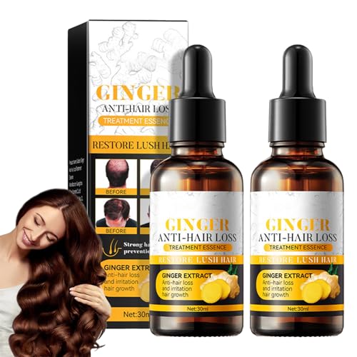 2 Stück Ingwer Haarwuchs Essenz, Ingwer-Haaressenz Gegen Haarausfall Hair Growth Oil Ingwer Serum Anti-Haarausfall Haar Essenz Für Männer Und Frauen, Förderung Des Haarwuchses von Luthasolic