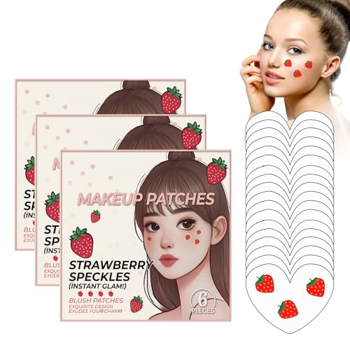 Makeup Patches Gesichtsaufkleber Make-Up, 18 Stück Erdbeer Aufkleber Cartoon Obst Aufkleber Make-Up-Aufkleber Für Das Gesicht, Niedliche Temporäre Make-Up-Aufkleber Wasserdicht Strawberry Aufkleber von Luthasolic