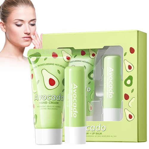 Reparierende Handcreme + Lip Balm, Anti-Aging Pflegende Handcreme Nährende Und Schützende Creme Hautpflege Pflegender Lippenbalsam Für Sehr Trockene Haut, Anti-Riss Reparatur Glowing (Avocado) von Luthasolic
