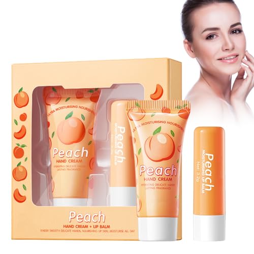Reparierende Handcreme + Lip Balm, Anti-Aging Pflegende Handcreme Nährende Und Schützende Creme Hautpflege Pflegender Lippenbalsam Für Sehr Trockene Haut, Anti-Riss Reparatur Glowing (Honigpfirsich) von Luthasolic