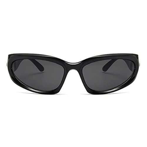 Y2K Sport-Punk-Sonnenbrille für Damen, quadratisch, bunt, UV400, Sonnenspiegel, Lux-Brille, Schwarz , Einheitsgröße von Lutiore