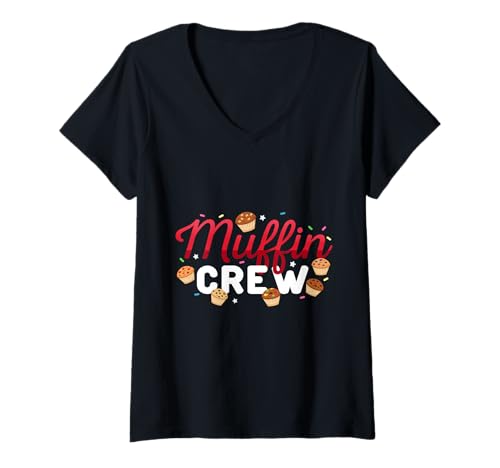 Damen Süßigkeiten Schokolade Törtchen Muffin Crew T-Shirt mit V-Ausschnitt Damen Süßigkeiten Schokolade Törtchen Muffin Crew T-Shirt mit V-Ausschnitt von Lutscher Schokoladen Süßigkeit Motiv