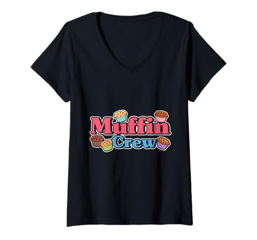 Damen Süßigkeiten Schokolade Törtchen Muffin Crew T-Shirt mit V-Ausschnitt Damen Süßigkeiten Schokolade Törtchen Muffin Crew T-Shirt mit V-Ausschnitt von Lutscher Schokoladen Süßigkeit Motiv