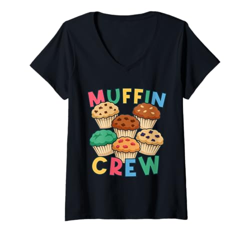 Damen Süßigkeiten Schokolade Törtchen Muffin Crew T-Shirt mit V-Ausschnitt Damen Süßigkeiten Schokolade Törtchen Muffin Crew T-Shirt mit V-Ausschnitt von Lutscher Schokoladen Süßigkeit Motiv
