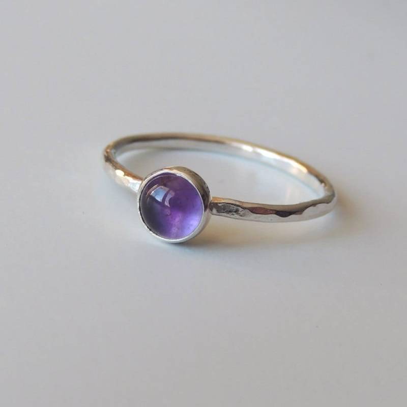 Amethyst Ring Sterling Silber Stapelring Lünette Set Amethyst Ring Sterling Silber Stapelring Lünette Set von LuttrellStudio
