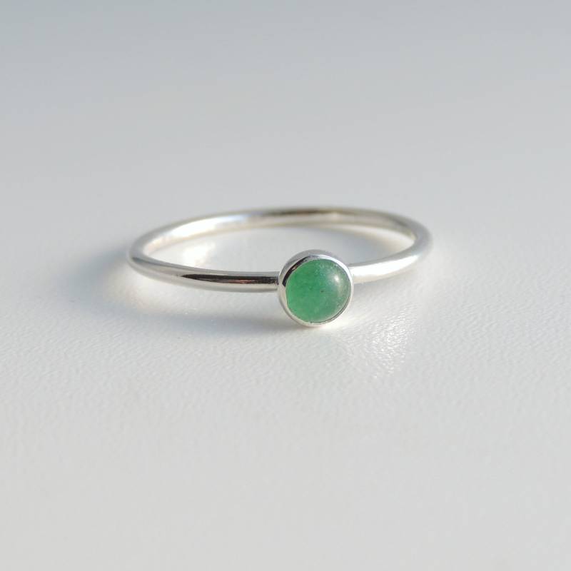 Grüner Aventurin Ring Sterling Silber Stapelring Grüner Stein Grüner Aventurin Ring Sterling Silber Stapelring Grüner Stein von LuttrellStudio