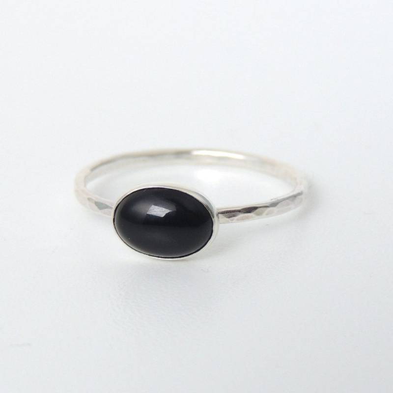 Oval Schwarz Onyx Ring Sterling Silber Jet Stein Oval Schwarz Onyx Ring Sterling Silber Jet Stein von LuttrellStudio