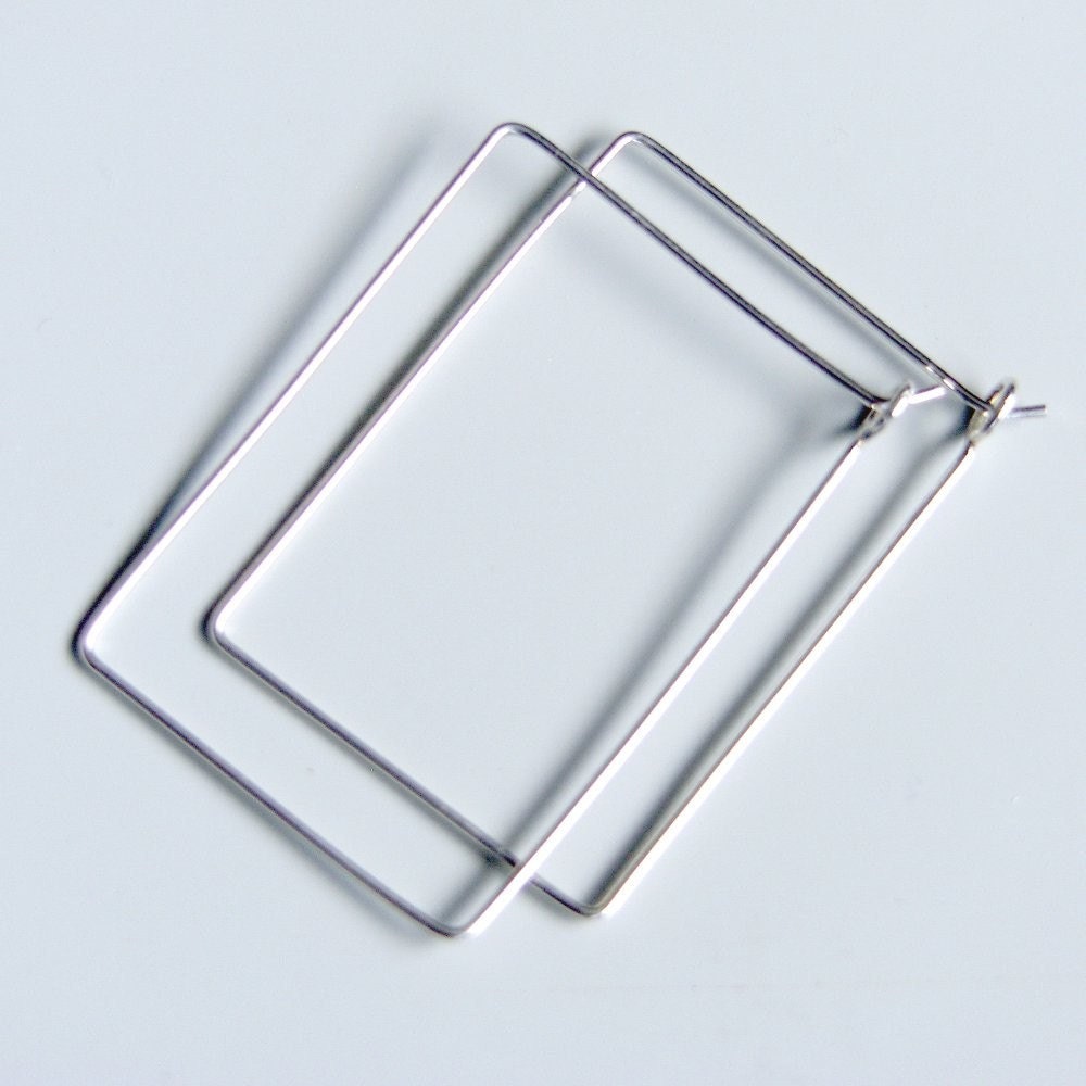 Rechteck Creolen 1 "x 1, 5" Einfache Ohrringe Sterling Silber Handgemachter Schmuck von LuttrellStudio