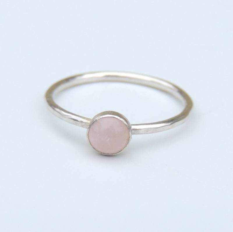 Rosenquarz Ring Sterling Silber Stapelring Lünette Set Rosenquarz Ring Sterling Silber Stapelring Lünette Set von LuttrellStudio