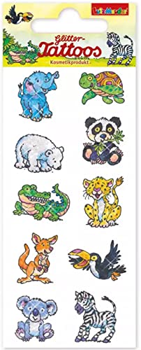 10 Glitzer-Tattoos * ZOOTIERE * als Geschenk oder Mitgebsel | 49055 | Tattoo Kindertattoo Kinder Geburtstag Zoo Wilde Tiere von Lutz Mauder