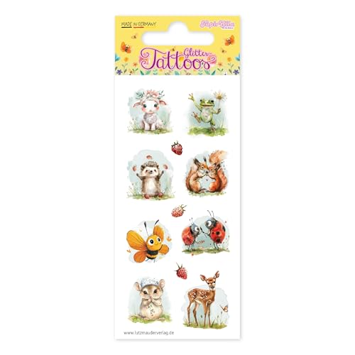 11 Glitter-Tattoos * FRÜHLINGSTIERE * mit Glitzer für Jungen und Mädchen | 49058 | Temporary Tattoo für Kinder | Kindertattoo Kindergeburtstag Mitgebsel Wald Tiere von Lutz Mauder