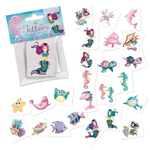 24 Mini-Tattoos * MEERJUNGFRAU CORALIE * als Geschenk oder Mitgebsel | Seamaid Tattoo Kindertattoos Tattoos Kindergeburtstag von Lutz Mauder