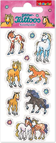 8 Tattoos * PFERDE * mit Glitzer für Kinder | 49042 | Pferde Kindertattoo Tattoo Geburtstag Mitgebsel Aufkleber Horse Pony Mädchen von Lutz Mauder