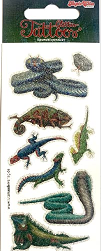 8 Tattoos * REPTILIEN * mit Glitzer für Kinder | 49052 | Kindertattoo Tattoo Kindergeburtstag Geburtstag Mitgebsel Aufkleber Salamander Schlangen Echsen von Lutz Mauder