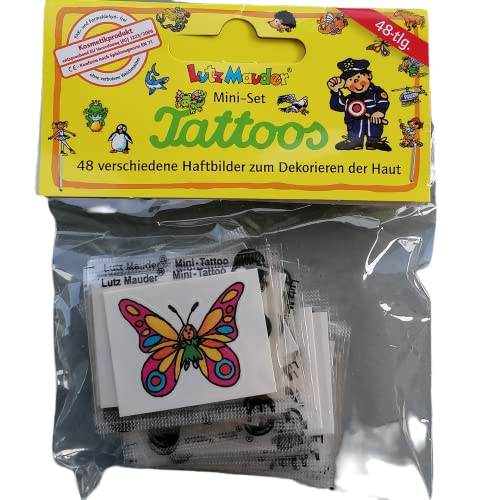 Kinder Tattoos temporär im Set, 48 unbedenkliche Hauttattoos für Kinder mit schönen Motiven, Einfache und unbedenkliche Anwendung von Lutz Mauder