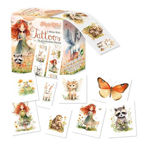 Lutz Mauder hautfreundliche Kinder Tattoo Meter Box mit 24 Tattoos, Kindertattoos Made in Germany, wiederablösbare Hauttattoos mit tollen TapirElla Elfenprinzessin Motiven, selbstverständlich ungiftig von Lutz Mauder