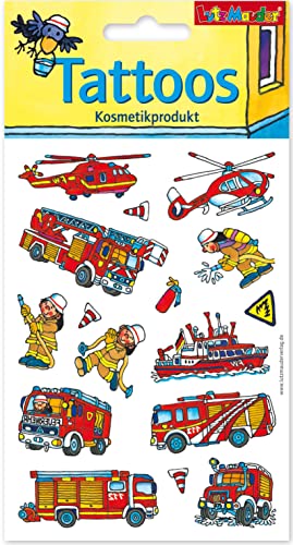 Tattoos für Kinder als Mitgebsel, Geschenk oder Spiel | Feuerwehr, Ponys, Polizei, Ritter, Tiere etc | Aufkleber Sticker Kinder Kindergeburtstag Geburtstag, Muster Name: Feuerwehr (16 Tattoos) von Lutz Mauder