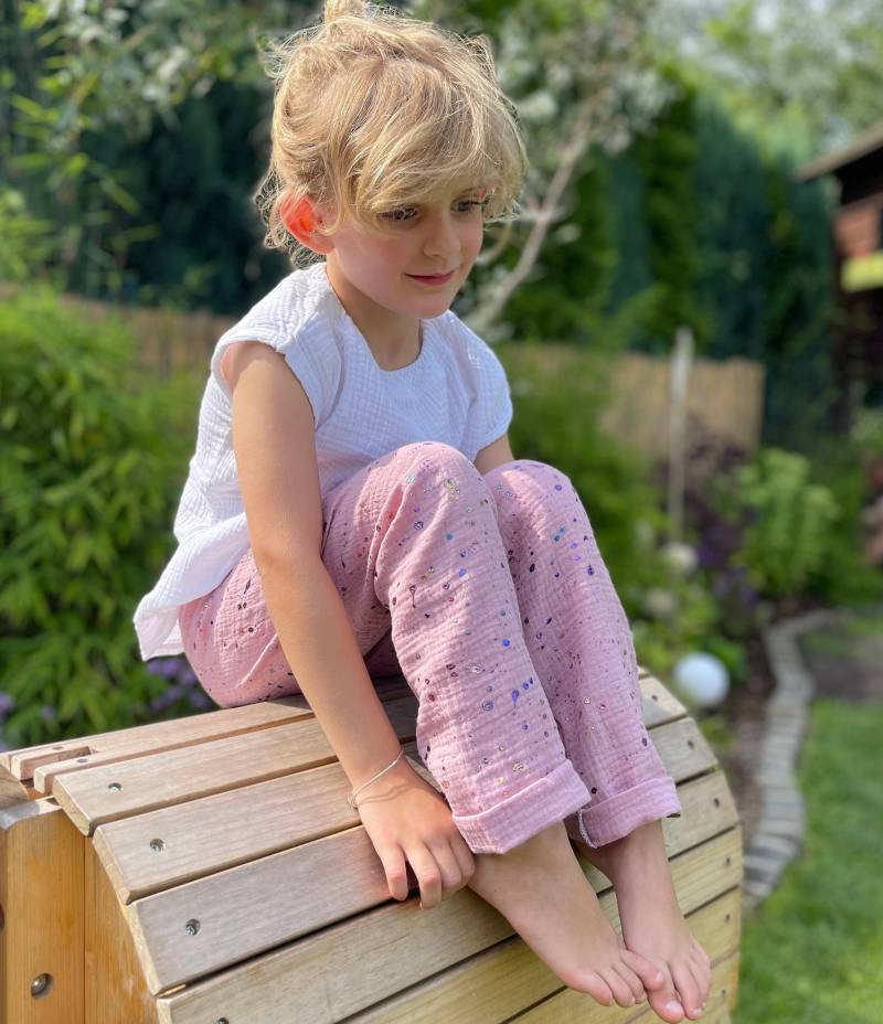Hose Aus Musselin Glitzer Lutz in Gr. 50-128, Musselinhose Für Babys Und Kinder Vielen Neuen Mustern von LutzundLisbeth