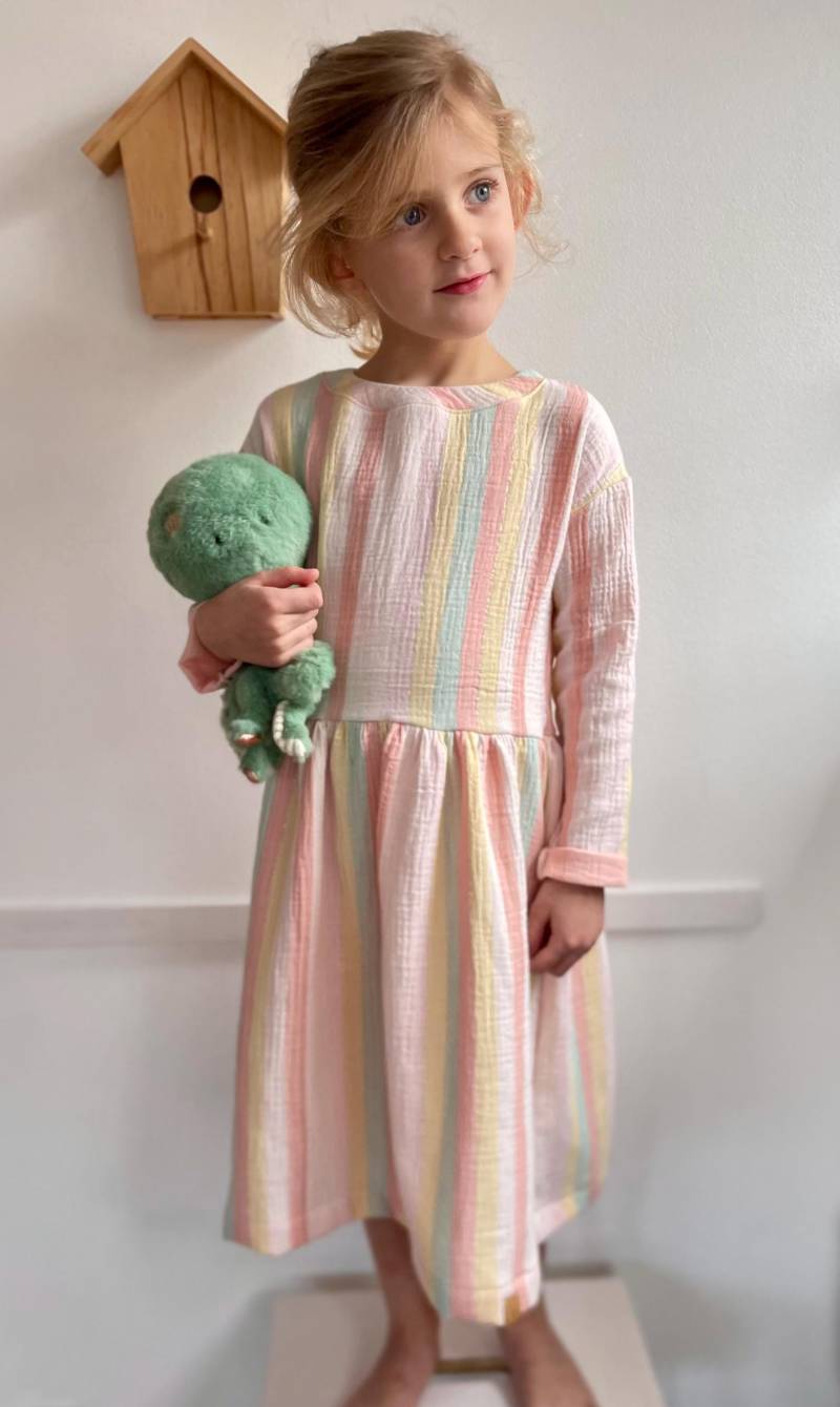 Kleid Aus Musselin Lange Tinka Langärmeliges Musselinkleid Für Babys Und Kids in Den Größen 62-140 Vielen Mustern Farben von LutzundLisbeth