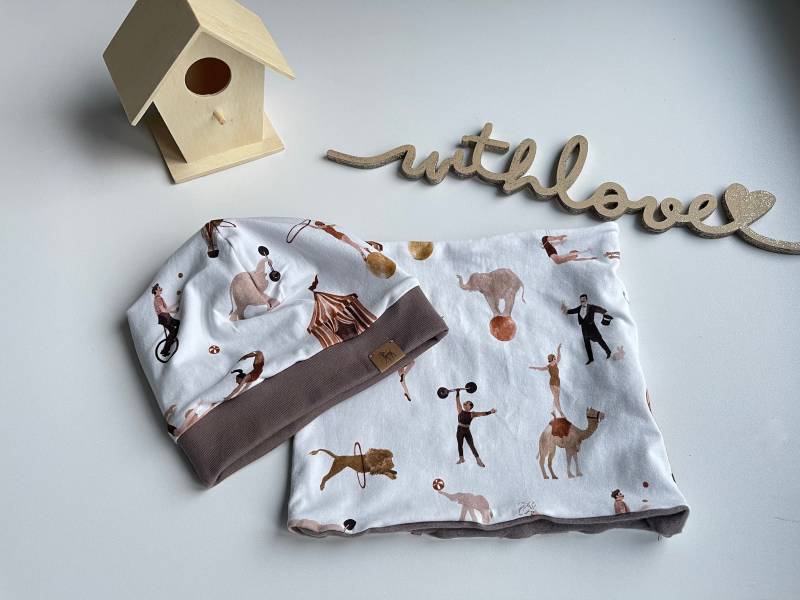 Mütze Und Loop Für Babys & Kids "Zirkus", Beanie Kinder Aus Jersey, Als Set Oder Einzeln, Gefüttert von LutzundLisbeth