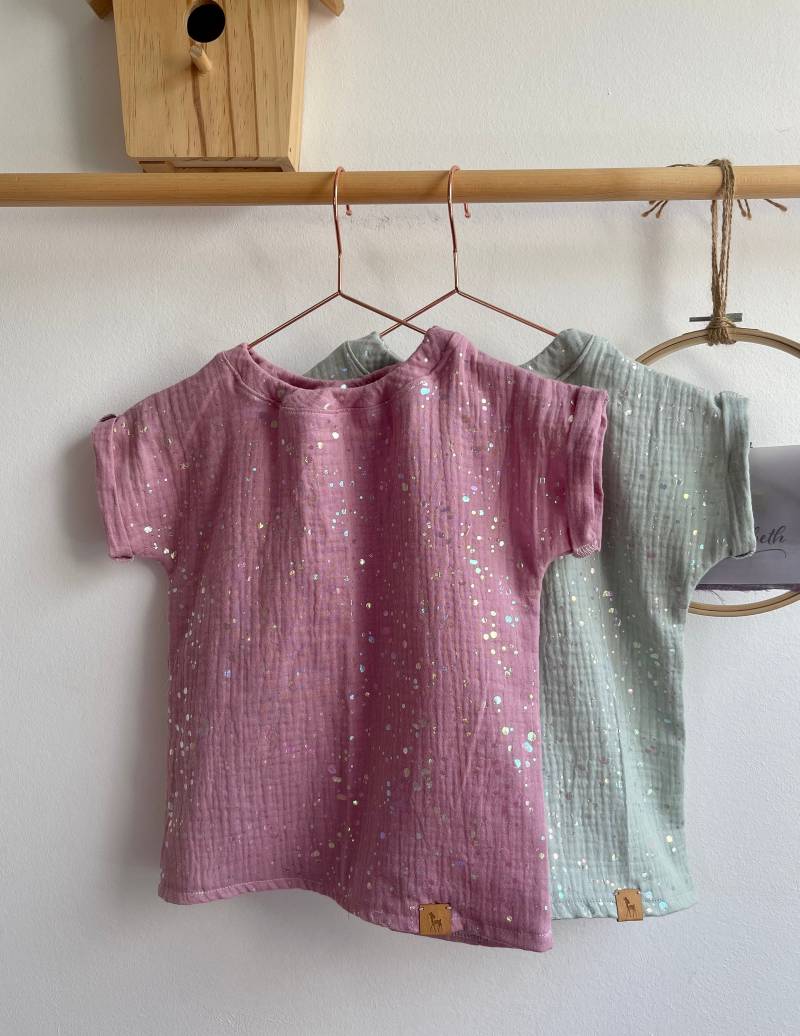 Shirt Aus Musselin Thilda Glitter Kindershirt in Gr. 50-164 Und Vielen Farben Wählbar von LutzundLisbeth
