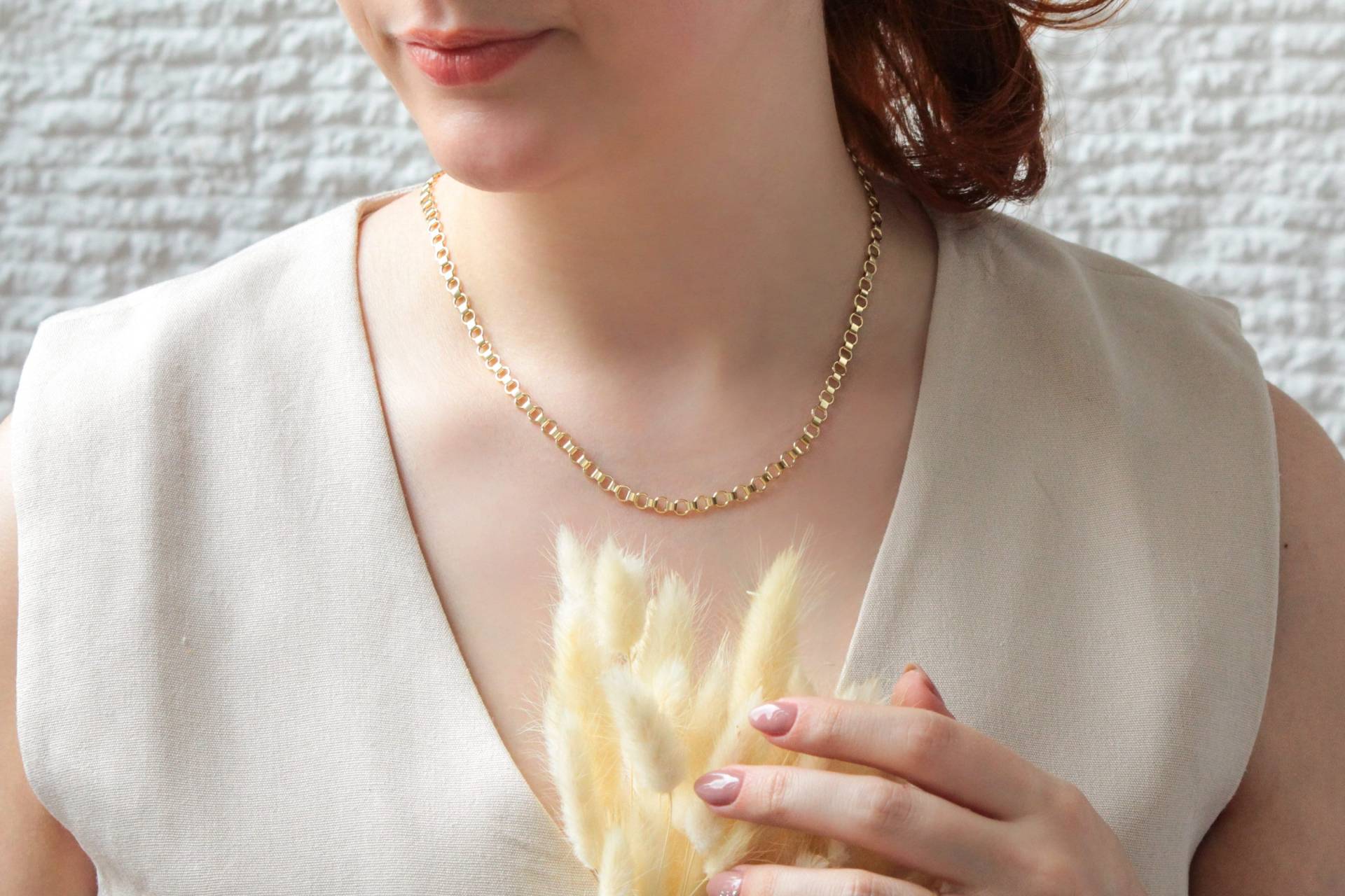 Zierliche Goldkette - 14K Massivgold Halskette Damen Benutzerdefinierte Charme Halsketten Geschenk Für Sie Muttertagsgeschenk Mama von LuuJewellery