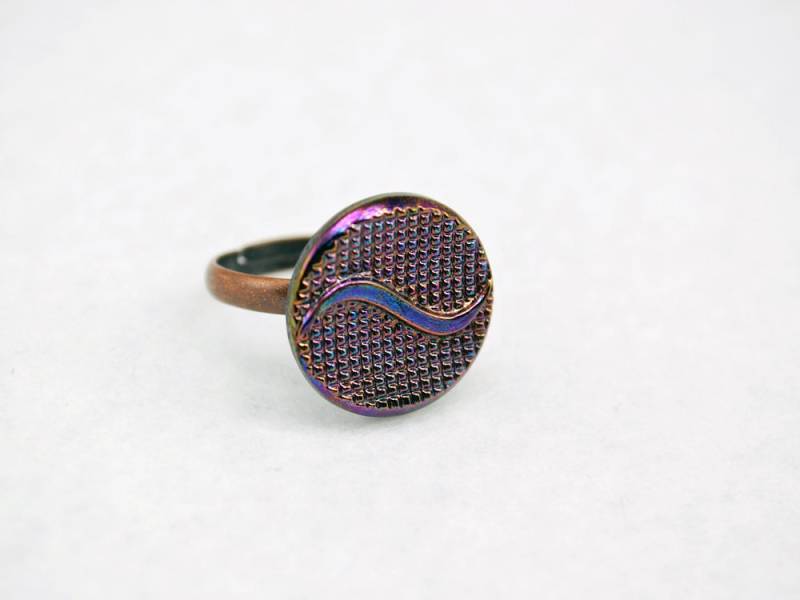 Lila Tilde Ring in Antik Kupfer - Vintage Glas Ring, Verstellbarer Limited Edition von LuvCherie