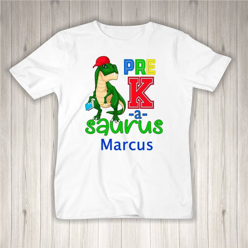 Zurück Zur Schule Shirt, Dinosaurier Junge Geschenk, Glücklich Ersten Tag Der Pre-K Jungen Zurück Schule, T Rex Kindergarten Shirt von LuvDesings