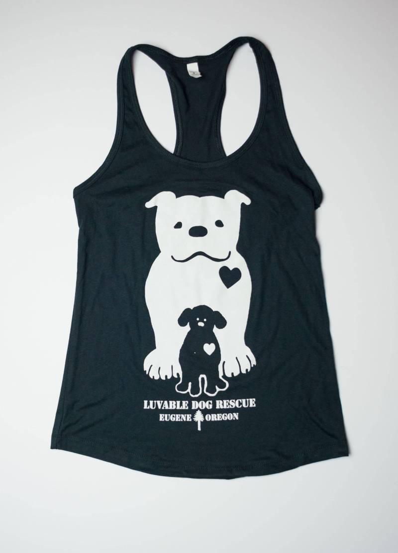 Luvable Hunderettung Schwarzes Racerback Tank Top von LuvableDogRescueShop