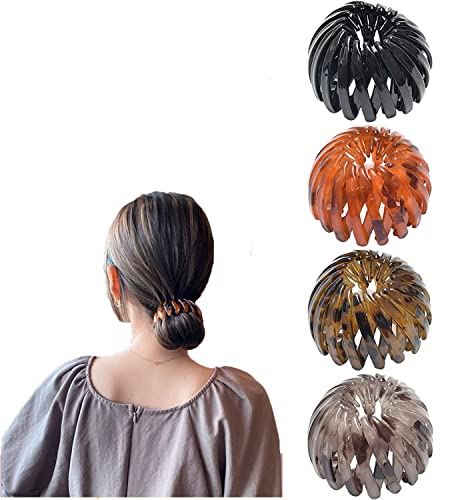 4 Vintage Vogelnest Haarklammern Vogelnest Haarband Vogelnest Haarspange Haar Klammern Erweiterbarer Große Haarclips für Mädchen Damen (leuchtendes schwarz) von Luvadeyo