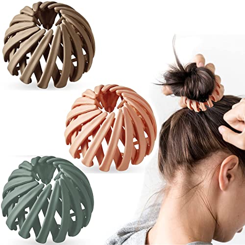 Luvadeyo 3 Stück Haarspangen für Damen, Vintage Vogelnest Haarklammern Große Haarclips Haargreifer Haar Accessoire Haarschmuck für Mädchen Damen, Einfarbig von Luvadeyo