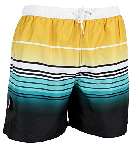 Luvanni Badehose für Herren Schnelltrocknende Badeshorts 580 mit Kordelzug Beachshorts Boardshorts Schwimmhose Männer gestreift Streifen Streifenmuster Farbe Bunt M von Luvanni