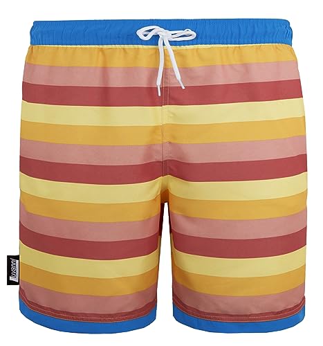 Luvanni Badehose für Herren Schnelltrocknende Badeshorts Style-11 mit Kordelzug Beachshorts Boardshorts Schwimmhose Männer gestreift Streifen Streifenmuster Farbe Bunt XL von Luvanni