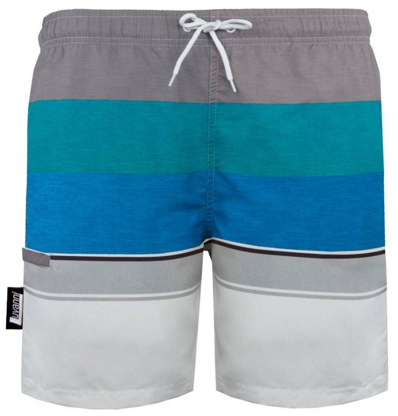 Luvanni Badehose Badehose Herren Badeshorts 600v33 Beachshorts Boardshorts Schwimmhose Männer mit Streifenmuster blau rot grau gelb Streifen von Luvanni