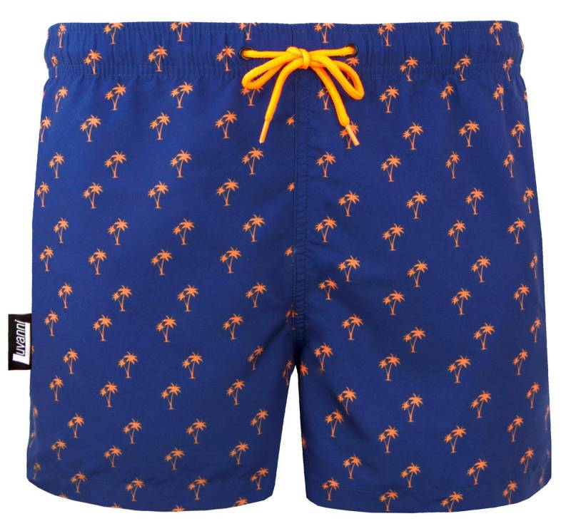 Luvanni Badehose Badehose Herren Schnelltrocknende Beachshorts 22-24v2 Badeshorts Kordelzug Boardshorts Schwimmhose Palmen Palm Insel Orange Weiss Blau von Luvanni