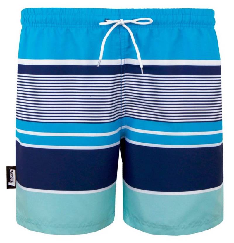 Luvanni Badehose Badehose Herren Schnelltrocknende Beachshorts 593v2 Badeshorts Kordelzug Boardshorts Schwimmhose Männer weiß blau grau Streifen von Luvanni