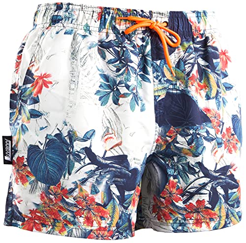 Luvanni Badehose für Herren Schnelltrocknende Badeshorts 29 mit Kordelzug Beachshorts Boardshorts Schwimmhose Männer mit Muster Blätter Jungle Blatt Blumen Tropisch 2XL von Luvanni