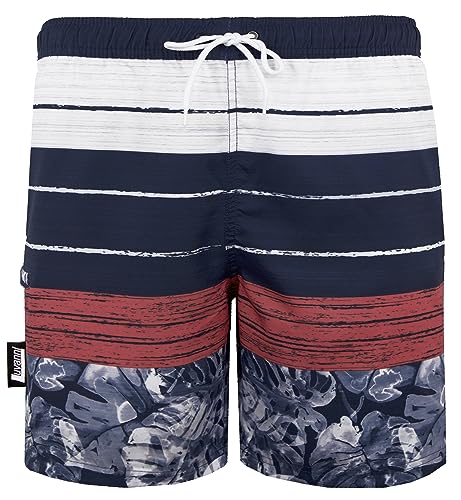 Luvanni Badehose für Herren Schnelltrocknende Badeshorts 868v2 mit Kordelzug Beachshorts Boardshorts Schwimmhose Männer mit Muster Streifen gestreift Blätter Jungle Blatt Blumen Tropisch 2XL von Luvanni