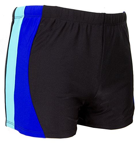 Luvanni Badehose für Herren Schwimmhose Männer kurz eng anliegend Badeshorts gestreift Streifen blau rot schwarz grau Streifenmuster Farbe gestreift L von Luvanni