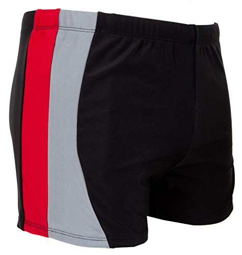 Luvanni Badehose für Herren Schwimmhose Männer kurz eng anliegend Badeshorts gestreift Streifen blau rot schwarz grau Streifenmuster Farbe gestreift XL von Luvanni