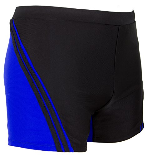 Luvanni Herren Badehose Schwimmhose Männer kurz eng anliegend Badeshorts gestreift Streifen rot blau Streifenmuster *Print* Farbe gestreift M von Luvanni